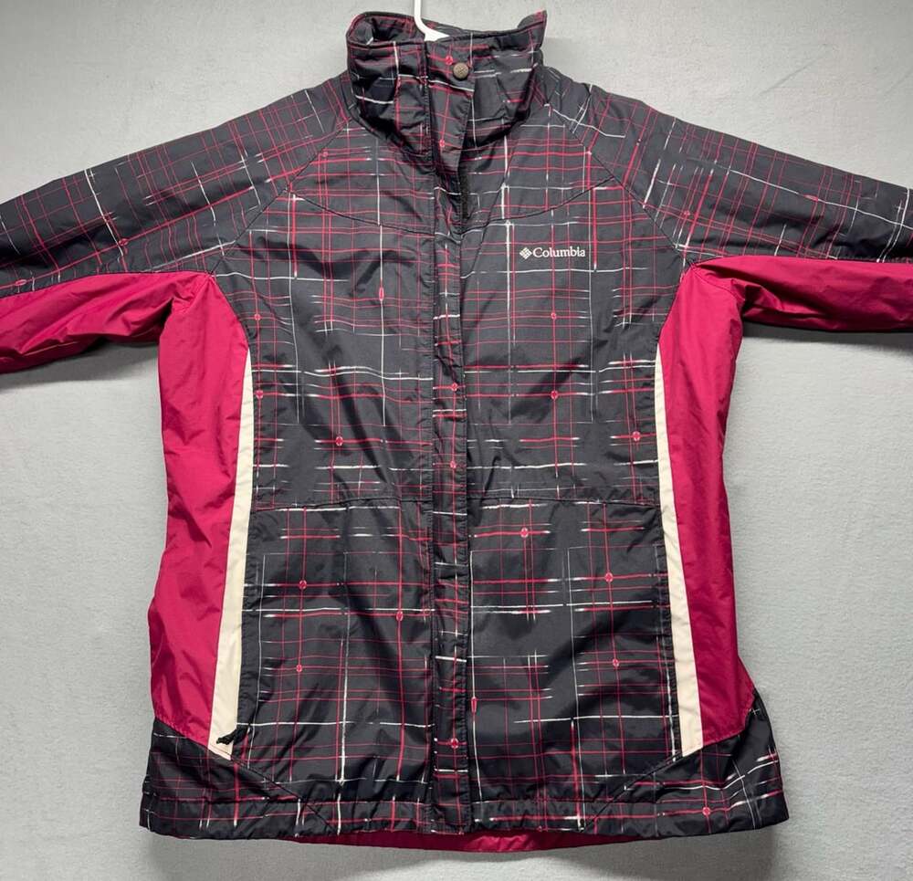 Columbia Sportswear Interchange Black Red Plaid Lightweight Jacket Women's L